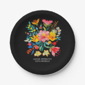 Schwarz-Mexikanisches Bright Floral Fiesta Papierp Pappteller (Vorderseite)