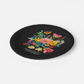Schwarz-Mexikanisches Bright Floral Fiesta Papierp Pappteller (Schrägansicht)