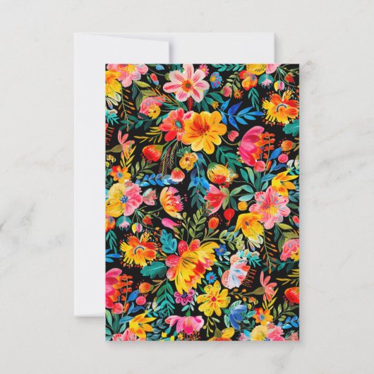 Schwarz-Mexikanisches Fiesta-Blumenthema Dankeskarte (Rückseite)