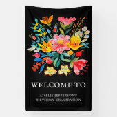 Schwarz-Mexikanisches Fiesta-Party Willkommen Banner (Vertikal)