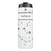 Schwarz & Mikrograu Marmor Terrazzo Muster 12oz Thermosbecher (Vorderseite)