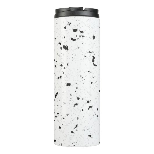 Schwarz & Mikrograu Marmor Terrazzo Muster 12oz Thermosbecher (Rückseite)