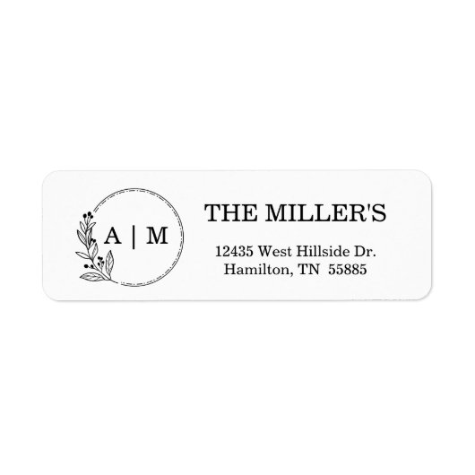 Schwarz-Minimal-Floral-Monogramm-Hochzeit (Vorne)