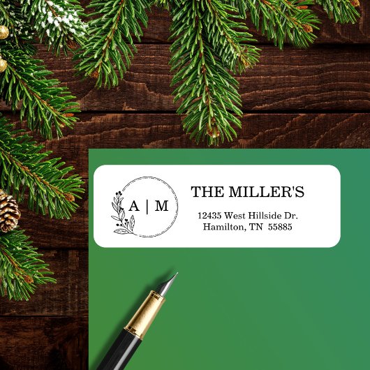 Schwarz-Minimal-Floral-Monogramm-Hochzeit