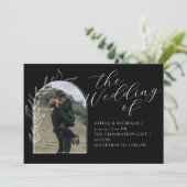Schwarz-Minimal-Foto-Hochzeitseinladung Einladung (Stehend Vorderseite)