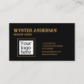 Schwarz Minimal Gold Chic Luxus Custom Logo Visitenkarte (Rückseite)