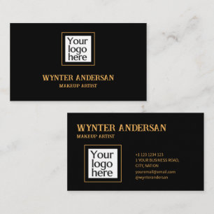 Schwarz Minimal Gold Chic Luxus Custom Logo Visitenkarte