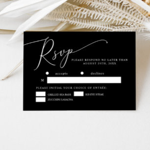 Schwarz-Minimal-Hochzeitsmahlzeit RSVP Karte