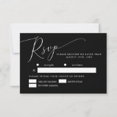 Schwarz-Minimal-Hochzeitsmahlzeit RSVP Karte (Vorderseite)