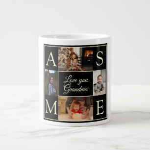 Schwarz-Minimal-Monogramm-Foto Liebe Sie Oma Jumbo-Tasse