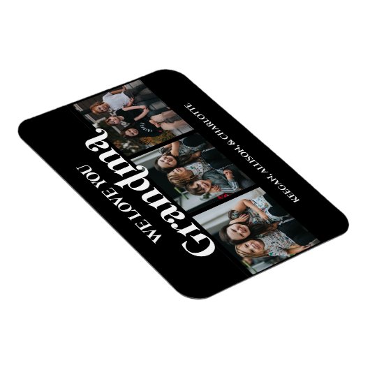 Schwarz Minimal Retro Wir Liebe Sie Oma 3 Bild Magnet (Rechte Seite)