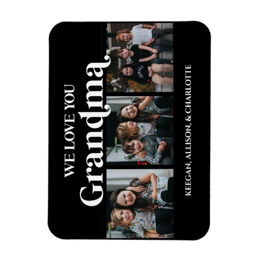 Schwarz Minimal Retro Wir Liebe Sie Oma 3 Bild Magnet (Vertikal)