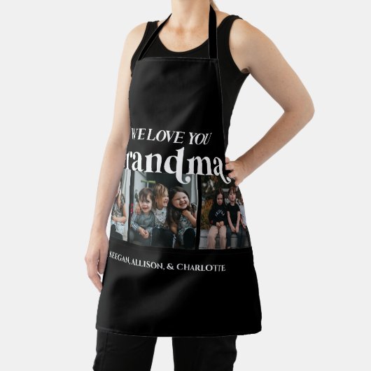 Schwarz Minimal Retro Wir Liebe Sie Oma 3 Bild Schürze (InSitu)