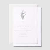 Schwarz-Minimalistisch-Botanisch Save the Date Pergament Einladungen (Versetzt)