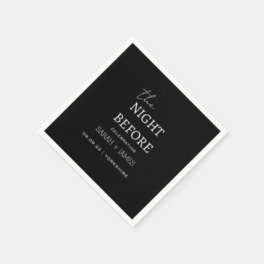 Schwarz Minimalistisch die Nacht vor der Hochzeit Serviette (Ecke)