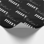 Schwarz Minimalistisch | Frohe Weihnachtswrapping Geschenkpapier (Ecke)