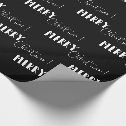 Schwarz Minimalistisch | Frohe Weihnachtswrapping  Geschenkpapier (Ecke)