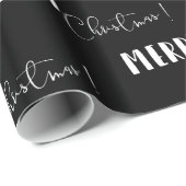 Schwarz Minimalistisch | Frohe Weihnachtswrapping Geschenkpapier (Rolleneckpunkt)