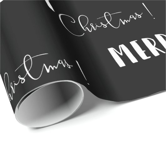Schwarz Minimalistisch | Frohe Weihnachtswrapping  Geschenkpapier (Rolleneckpunkt)