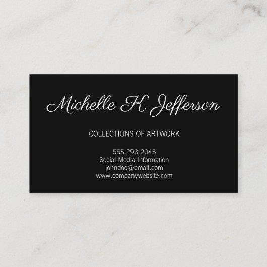 Schwarz | Minimalistisch Führungskraft Lux Visitenkarte (Vorderseite)