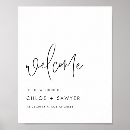 Schwarz-Minimalistisch-Handschrift-Hochzeit Poster (Vorne)