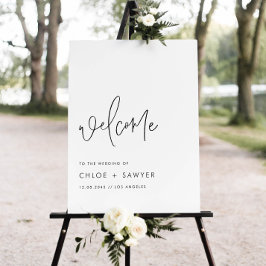 Schwarz-Minimalistisch-Handschrift-Hochzeit Poster