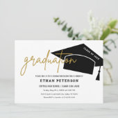 Schwarz Minimalistisch High School Senior Abschlus Einladung (Stehend Vorderseite)