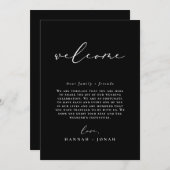 Schwarz-Minimalistisch-Hochzeitsprogramm Begrüßung Einladung (Vorne/Hinten)