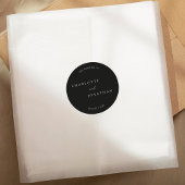 Schwarz Minimalistisch Moderne Elegante Hochzeit Runder Aufkleber