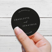 Schwarz Minimalistisch Moderne Elegante Hochzeit Runder Aufkleber