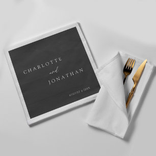 Schwarz Minimalistisch Moderne Elegante Hochzeit Serviette