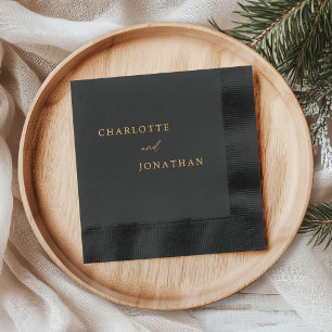 Schwarz Minimalistisch Moderne Elegante Hochzeit Servietten Mit Folie