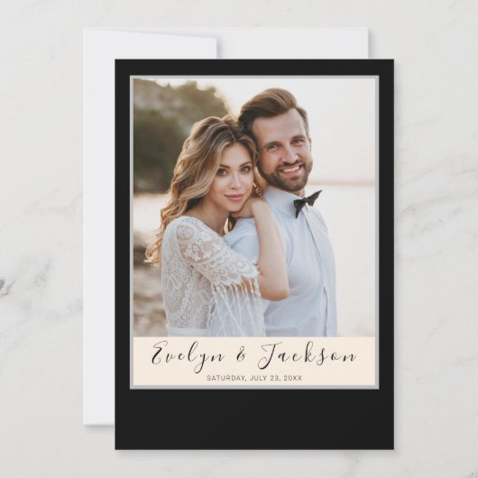 Schwarz Minimalistisch Moderne Hochzeit im Herbst Einladung (Rückseite)