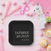 Schwarz Minimalistisch Moderne Personalisierte Hoc Pappteller (Party)