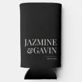 Schwarz Minimalistisch Moderne Personalisierte Hoc Selters Dosenkühler (Rückseite)