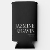 Schwarz Minimalistisch Moderne Personalisierte Hoc Selters Dosenkühler (Vorderseite)