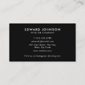 Schwarz Minimalistisch Modernes Beruflich Stilvoll Visitenkarte (Rückseite)