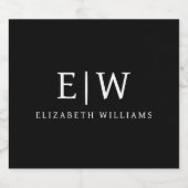 Schwarz-Minimalistisch-Modernes Monogramm-Elegant Bierflaschenetikett (Einzelnes Label)