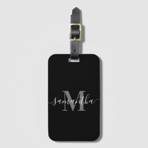Schwarz-Minimalistisch-Monogramm Gepäckanhänger