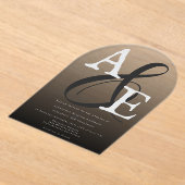 Schwarz-Minimalistisch-Monogramm-Hochzeit Acryleinladungen (Ablage )