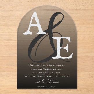 Schwarz-Minimalistisch-Monogramm-Hochzeit Acryleinladungen