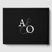Schwarz-Minimalistisch-Monogramm-Hochzeit Gästebuch (Rückseite)