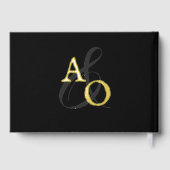 Schwarz-Minimalistisch-Monogramm-Hochzeit Gästebuch (Rückseite)