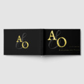 Schwarz-Minimalistisch-Monogramm-Hochzeit Gästebuch (Voll)