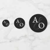 Schwarz-Minimalistisch-Monogramm-Hochzeit Konfetti (Vorderseiten)
