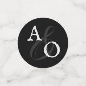 Schwarz-Minimalistisch-Monogramm-Hochzeit Konfetti (Klein Vorderseite)