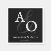 Schwarz-Minimalistisch-Monogramm-Hochzeit Serviette (Vorderseite)
