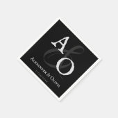 Schwarz-Minimalistisch-Monogramm-Hochzeit Serviette (Ecke)