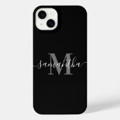 Schwarz-Minimalistisch-Monogramm iPhone Hülle (Rückseite)