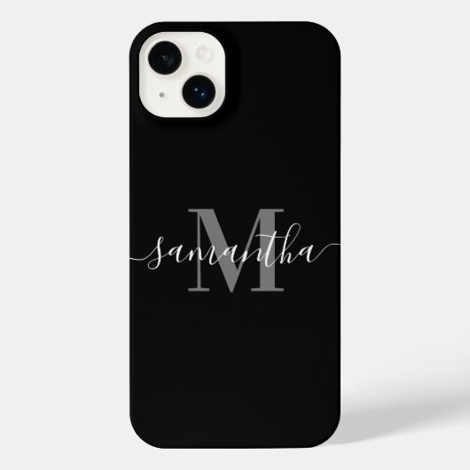 Schwarz-Minimalistisch-Monogramm iPhone Hülle (Rückseite)
